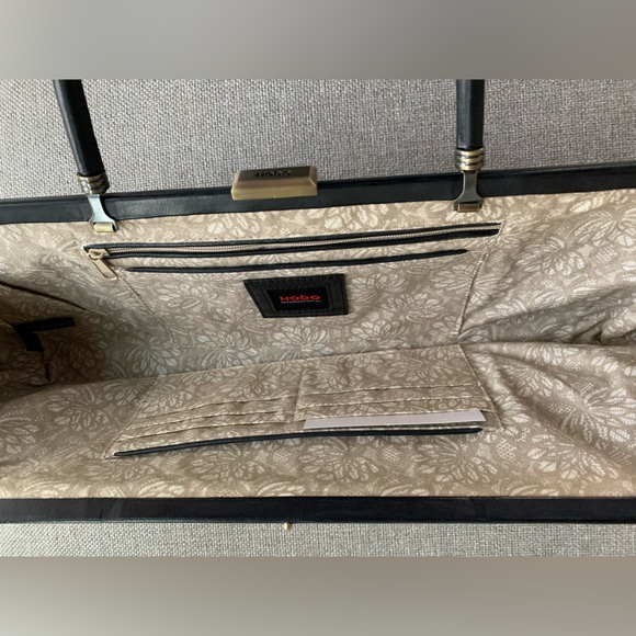 HOBO International Leather Black Clutch w/whipstitching detail - Picture 5 of 10